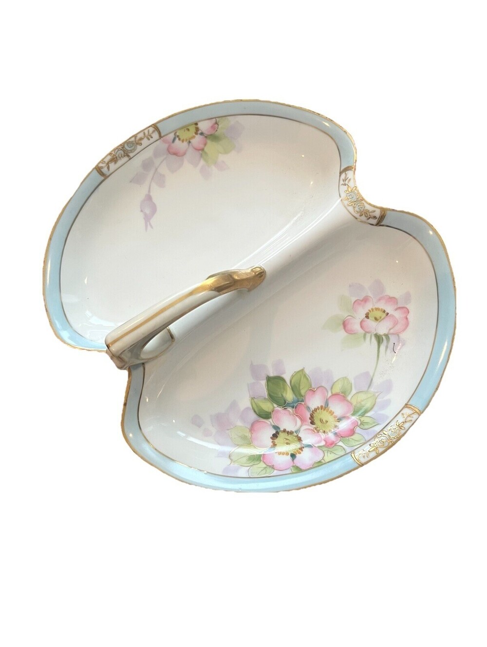 Nippon Hand Painted Divided Dish Dog Rose